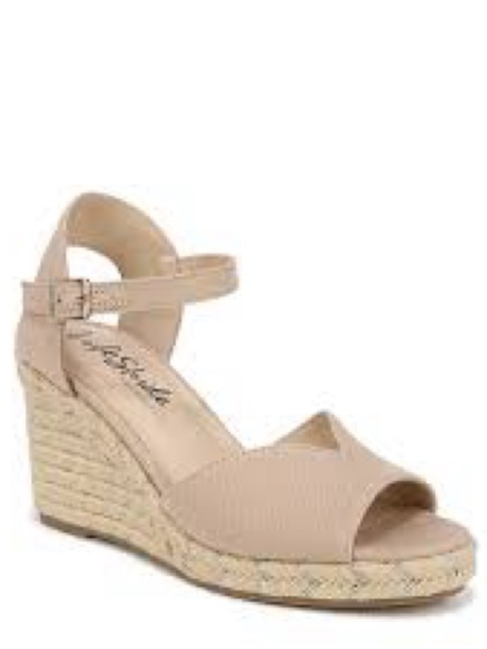 Life Stride Neutral Beige Espadrille Wedge Sandals